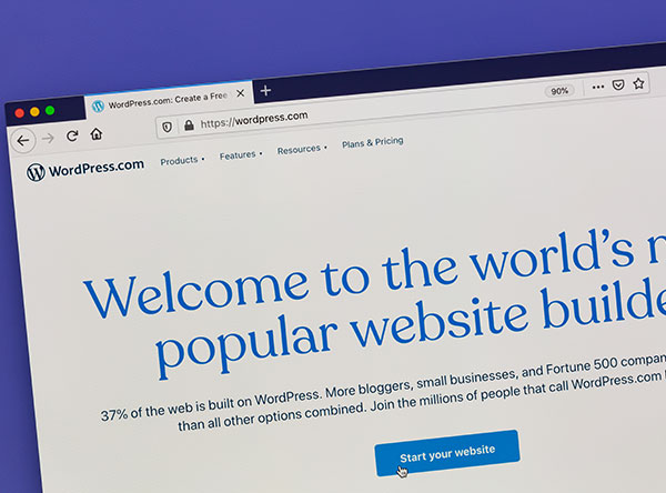 wordpress website on a computer screen