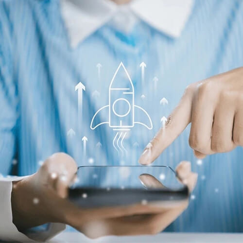 a person browsing a website from mobile indicating business growth