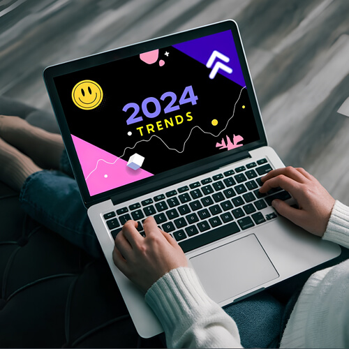 Laptop Screen Showing Web Design Trends 2024