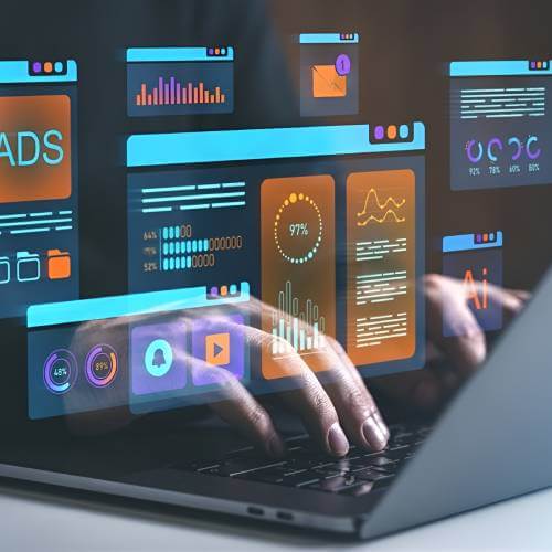 3d Elements Website Designers Conceptualising UI On Virtual Screen